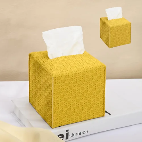 Vista 21 de HOMOTEK Paquete de 2 fundas para caja de pañuelos, soporte cuadrado de piel sintética, organizador de papel decorativo para baño, mesitas de noche