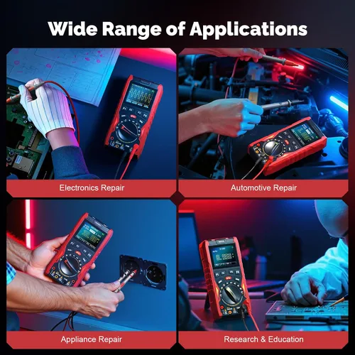 Vista 7 de Multímetro osciloscopio de mano 3 en 1 con generador de señal, ancho de banda de 12 MHz, multímetro osciloscopio digital portátil de 50 MS/s, rango