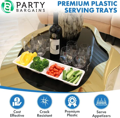 Vista 3 de Bandeja rectangular desechable de plástico para servir Excelente para bodas, bufés, cenas y fiestas 17 x 12 pulgadas 4 unidades Transparente