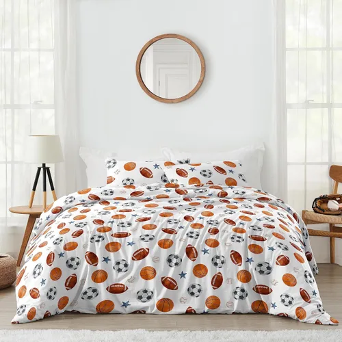 Vista 8 de Sweet Jojo Designs Juego de edredón individual de 2 piezas (deportes con parches de béisbol) para niños, ropa de cama para niños, ropa de cama