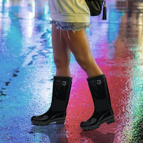 Vista 2 de DKSUKO Women's Tall Rain Boots Garden Boots Waterproof Wellington Rubber Boots