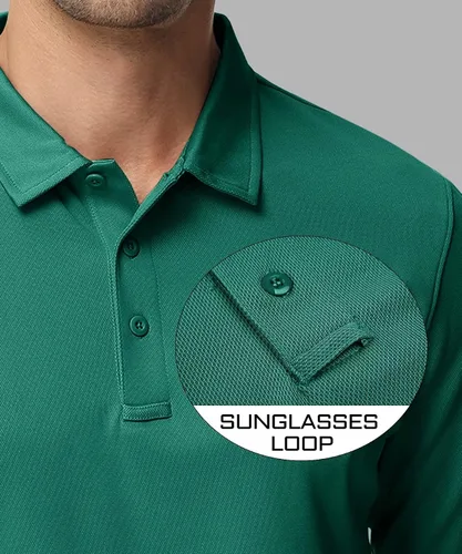 Vista 3 de MAGCOMSEN Camisas polo para hombre, 3 botones, secado rápido, manga larga, tácticas, camisa de golf