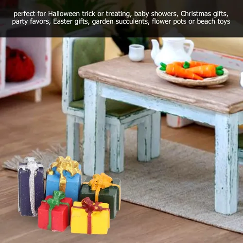 Vista 7 de LBEC Mini adornos navideños cajas de casa de muñecas con mano de obra fina para casa de muñecas 1:12