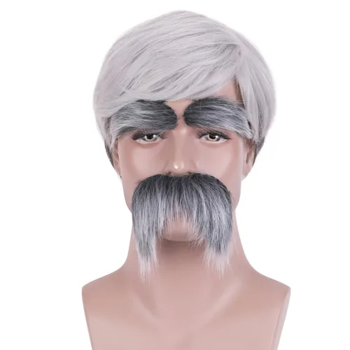 Vista 12 de Peluca corta BERON para hombre y chico, para fiesta temática, peluca con gorro de peluca Marrón claro