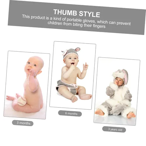 Vista 3 de Protector de pulgar para bebé, guantes para chupar los dedos, cómodos y respetuosos con la piel, color aleatorio