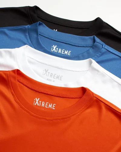 Vista 3 de iXtreme Camiseta deportiva para hombre Paquete de 4 camisetas deportivas de manga corta de ajuste seco Camiseta de entrenamiento atlético