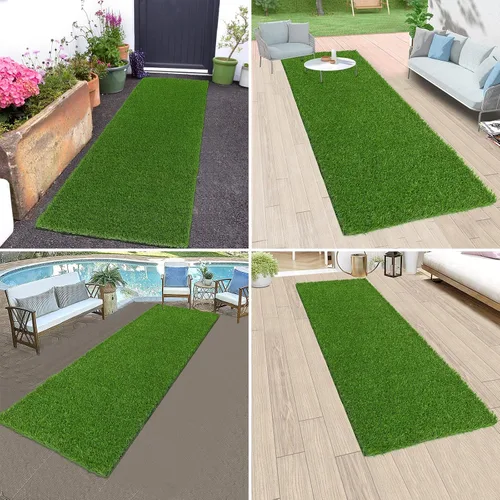 Vista 7 de Bsmathom Alfombra de césped artificial, interior/exterior, césped artificial para patio, balcón y jardín, 2 x 6 pies