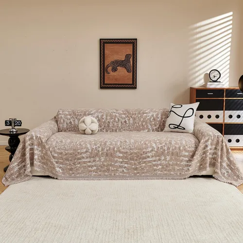 Vista 31 de MYSKY HOME - Funda extragrande para sillón de 1 cojín, lavable, protector de sofá con borlas, para mascotas y niños, 71 x 91 pulgadas, color beige