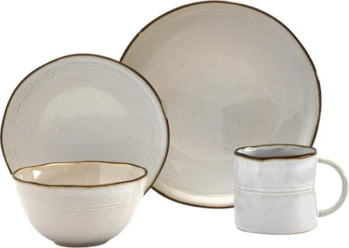 Vista 11 de Tabletops Gallery Colección Granja Moteada - Servicio de Vajilla de Gres para 4, Platos de Cena, Ensalada, Aperitivo, Postre, Tazones, Juego