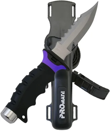 Vista 3 de Promate KF510-Negro, cuchillo de buceo de acero inoxidable con punta afilada