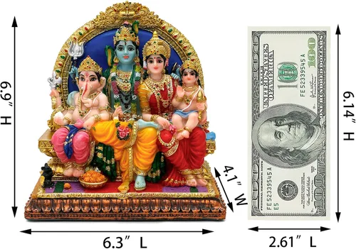 Vista 5 de alikiki Estatua familiar de Dios Shiva hindú – 6.9 pulgadas de alto Murti Shiva Familia Diwali regalo Pooja Artículo Puja Regalos para amigos