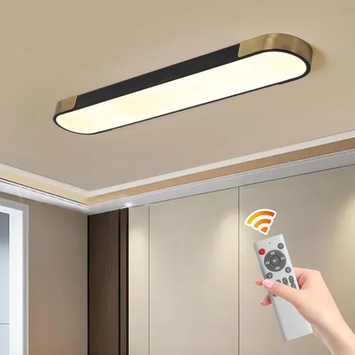 Vista 18 de Qcyuui Luces LED de Techo Regulables 46.4'' Accesorios de Iluminación para Cocina de Techo Negro Empotrado con Control Remoto Luz de Techo Lineal