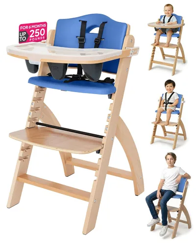 Vista 12 de Silla alta de madera con bandeja, de Abiie Beyond La solución de asiento perfecta para tu hijo como silla alta para comedor