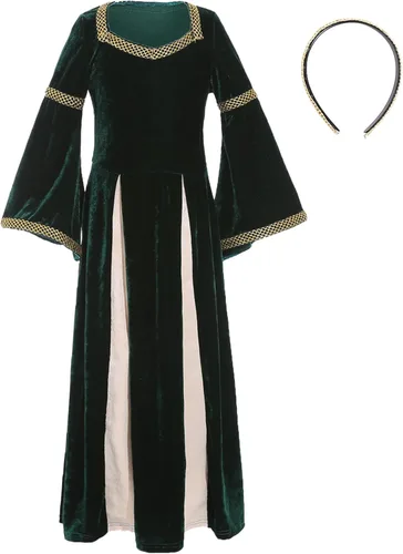 Vista 5 de Disfraz de princesa medieval para niñas, disfraz renacentista para Halloween, vestido retro medieval