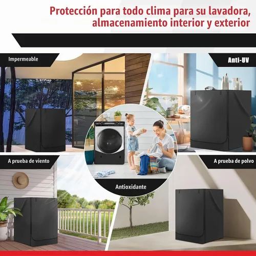 Vista 2 de Funda para Lavadora de Carga Frontal, Oxford 420D Resistente, Impermeable, Ajuste Universal
