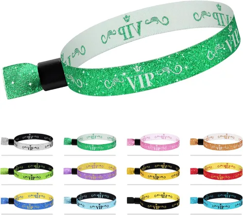 Vista 18 de 100 piezas de pulseras VIP de tela para eventos, pulseras VIP desechables para eventos, pulseras VIP de colores para eventos, para conciertos Negro