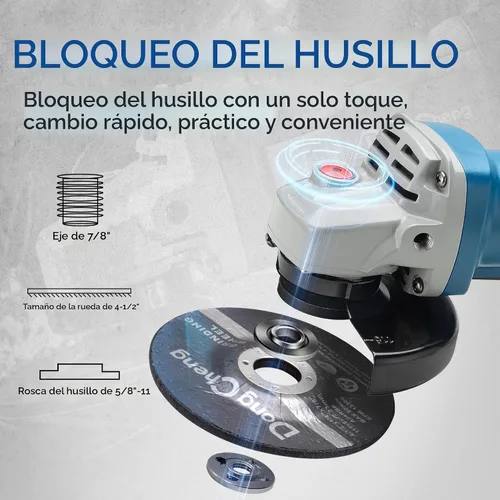 Vista 7 de DongCheng Amoladora Angular de 4-1/2 pulgadas 6.7-Amp Interruptor de Paleta 11800RPM Herramientas Eléctricas Amoladoras con Discos de Corte