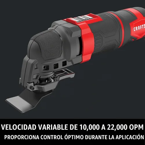 Vista 4 de CRAFTSMAN Herramienta oscilante, 3 amperios, incluye sistema universal de accesorios sin herramientas, cuchillas, papel de lija y bolsa