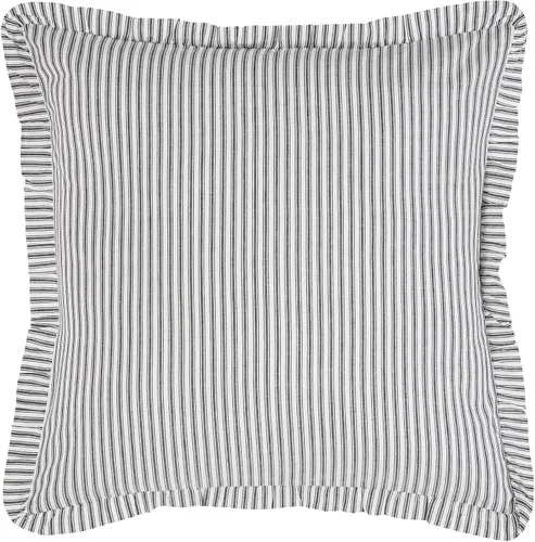 Vista 4 de VHC Brands, Sawyer Mill Almohada acolchada con diseño de rayas, color negro, 26x26