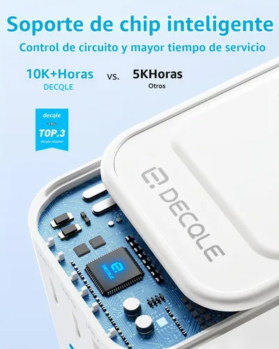 Vista 7 de Adaptador de viaje universal, 2 USB-C y 1 USB-A, cubre más de 200 Blanco