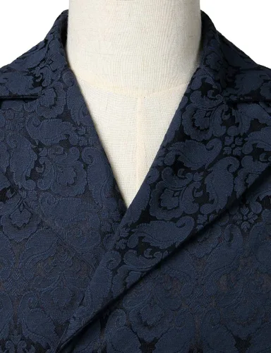 Vista 3 de ZEROYAA Chaleco gótico steampunk de doble botonadura jacquard para hombre, chaleco sin mangas