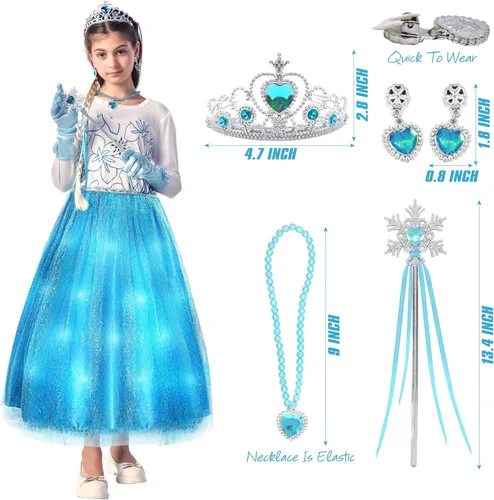 Vista 2 de Sumickx Vestido de princesa para niñas, disfraz de Halloween, cosplay, Navidad, fiesta de cumpleaños