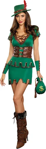 Vista 3 de Dreamgirl Vestido de disfraz de cuento de hadas Robbin' Da Hood para mujer, Verde