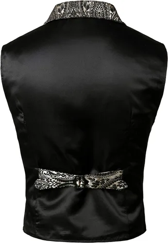 Vista 3 de VATPAVE Chaleco de traje victoriano para hombre, chaleco gótico steampunk Beige Negro