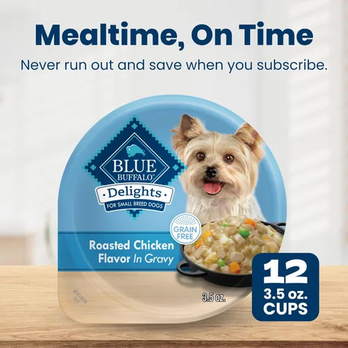 Vista 10 de Blue Buffalo Delicias Copa de alimentos de perro mojada de la raza pequeña adulta natural, sabor de pollo asado en salsa abundante 3.5-oz