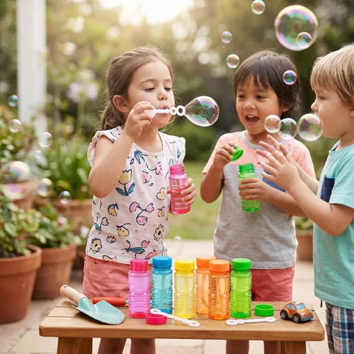 Vista 5 de Paquete de 12 botellas de burbujas grandes, solución de burbujas de 4 onzas, juguete novedoso de verano, recuerdo de fiesta de actividades, juego