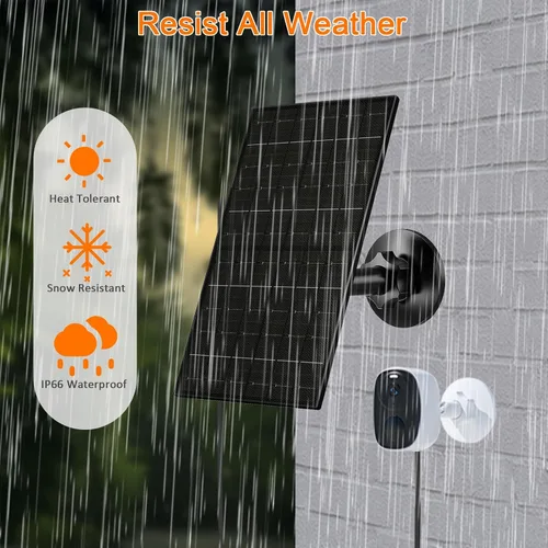 Vista 7 de FUTUREZEN Panel solar de 6 W para cámara de seguridad al aire libre, cargador solar USB/USB-C de 5 V compatible con cámaras de batería recargable