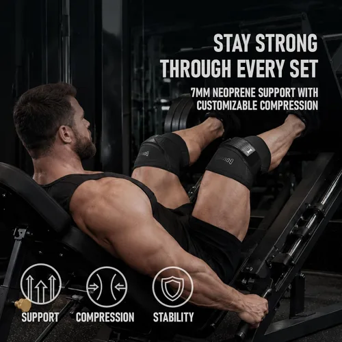 Vista 4 de Knee Sleeves for Weightlifting with Wraparound Straps 7mm Black