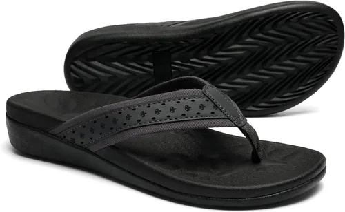 Vista 13 de MEGNYA Sandalias ortopédicas para mujer con soporte de arco, sandalias de verano para fascitis plantar para pies planos, cómodas pantuflas de espuma