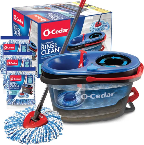 Vista 18 de [Usado] O-Cedar RinseClean - Sistema de trapeador giratorio y cubeta Limpia con agua limpia Elimina el 99% de las bacterias Trapeador giratorio