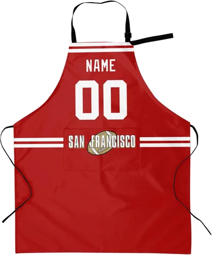 Vista 24 de Delantal con bolsillos, nombre personalizado y número, regalos personalizados para hombres y mujeres fanáticos del fútbol