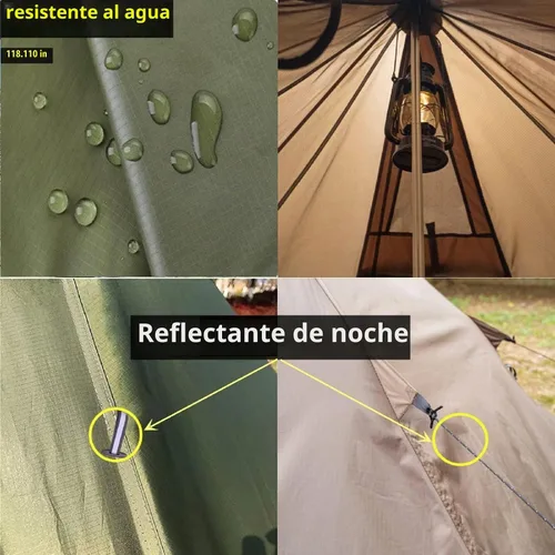 Vista 6 de Tienda de campaña para 2-4 personas, para 4 estaciones, ultraligera, fácil de montar, estilo Teepee caliente