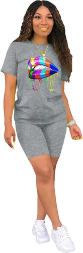 Vista 2 de FANDEE Conjuntos de dos piezas para mujer, conjunto de pantalones cortos de playa de verano