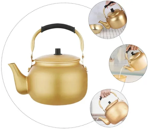 Vista 3 de Hervidor de té de aluminio para estufa, tetera clásica con base universal, tetera de 8 litros/34 onzas
