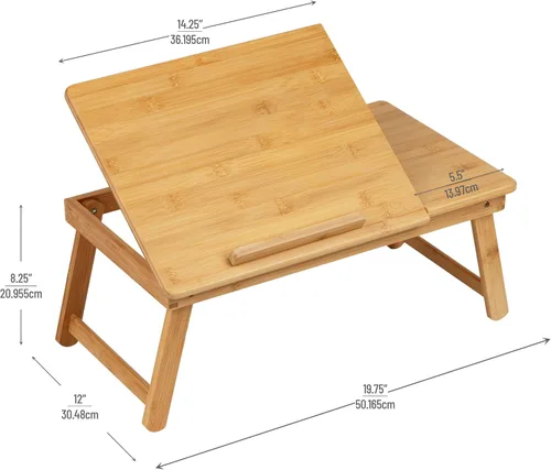 Vista 8 de Mind Reader Mesa para Portátil Lap Desk, Soporte para Laptop, Bandeja de Cama, Cuarto de Dormitorio, Patas Plegables, Rayón de Bambú, 19.75"L x 12"W