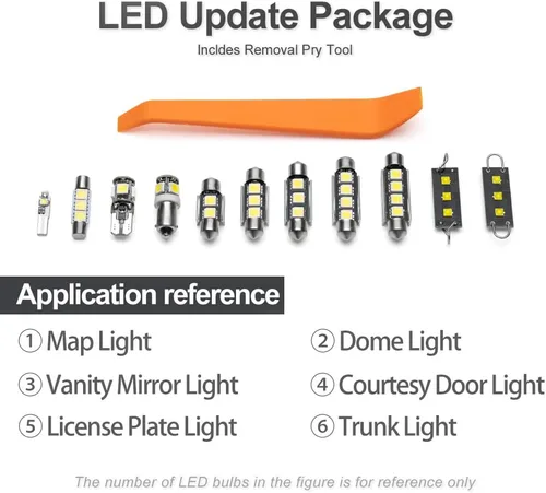 Vista 9 de 12 piezas de kit de bombillas LED interior para Hon'da Accord 1998 1999 2000 2001 2002, luces de mapa, cúpula, puerta, maletero, matrícula