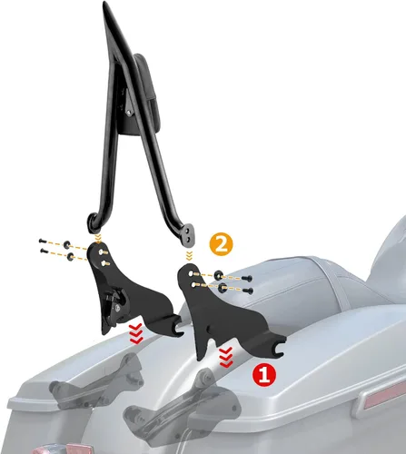 Vista 6 de Mofun Respaldo de pasajero de 27 pulgadas de alto, barra gruesa de 1.3 pulgadas compatible con Harley Touring Road King Street Electra Road Glide