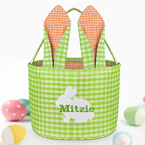 Vista 15 de Canastas de Pascua personalizadas para niños, conejo azul, 018B-azul