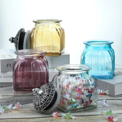 Vista 7 de Tarro de cristal vintage para dulces con tapa, tarro de alimentos, frasco de nueces, joyero, para boda, dulces, bufé, almacenamiento de cocina