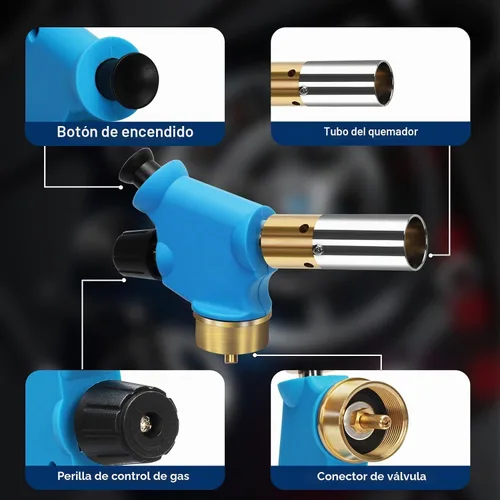 Vista 2 de BLUEFIRE Kit de antorcha ciclón portátil con cilindro MAPP, cabezal de disparo con botón de presión, combustible de gas propano MAPP MAP PRO