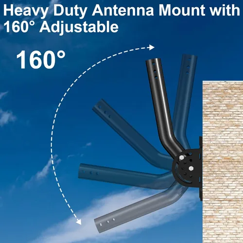Vista 3 de Soporte de poste de antena resistente, soporte de montaje de poste en J de bloqueo de tres tornillos ajustable de 13 a 160°, soporte de poste/pared