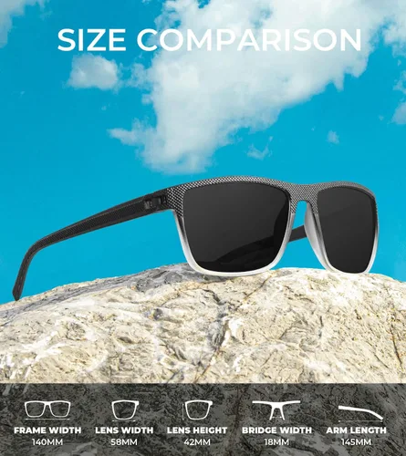 Vista 3 de KALIYADI Gafas de sol polarizadas para hombre, gafas de sol ligeras con protección UV para conducir, pescar y jugar golf (3 unidades) Negro
