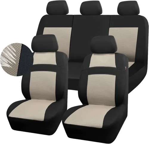 Vista 8 de CAR PASS Juego de fundas de asiento completas, Funda de asiento de malla de aire 3D con esponja compuesta de 5 mm en el interior, compatible