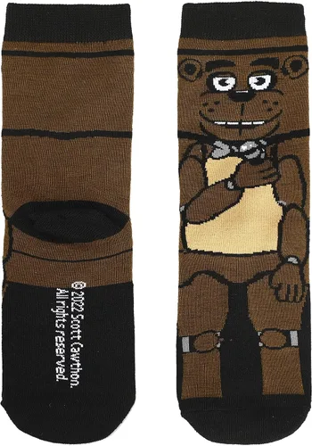 Vista 4 de Bioworld Five nights at freddy's Animatronics - Paquete de 3 calcetines Animigos para jóvenes, Negro