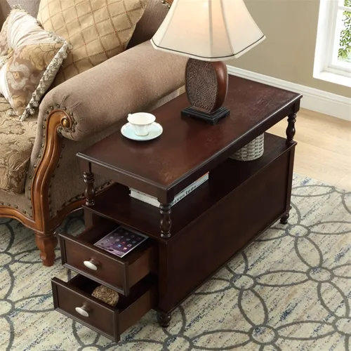 Vista 6 de HIHELO Mesa auxiliar rectangular para sala de estar, sofá, mesa auxiliar para sala de estar, sofá, mesa auxiliar pequeña para dormitorio, cajón