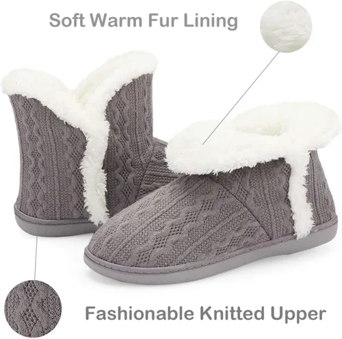 Vista 3 de pantuflas abrigadas de felpa, para interiores y exteriores, ideales para el invierno, para mujer, cómodas, botines